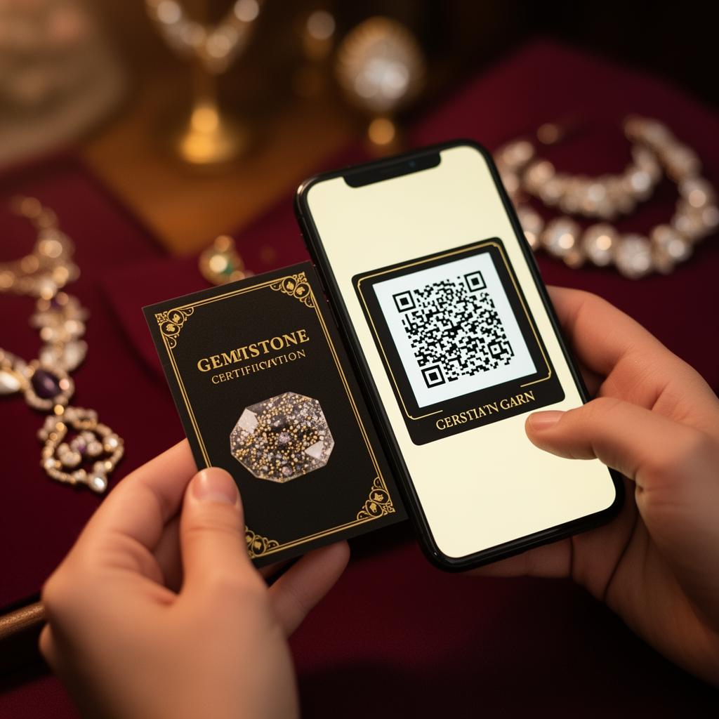 Smartphone scanning the QR code on a Diamond House identification card